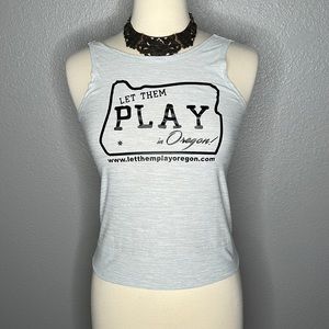 Large (10-12) women’s Old Navy Active sport tank “let them play in Oregon”